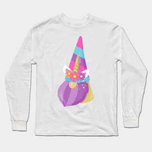 Unicorn Gnome, Cute Gnome, Garden Gnome, Beard Long Sleeve T-Shirt